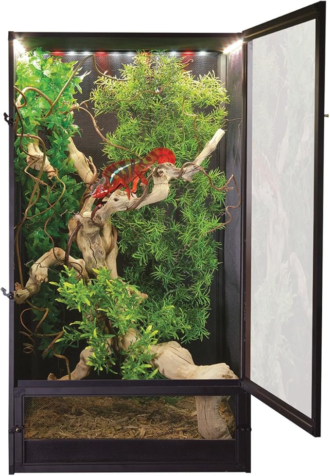 Zoo Med ReptiBreeze LED Deluxe Open Air Aluminum Screen Habitat, Medium 16 L x 16 W x 30 H