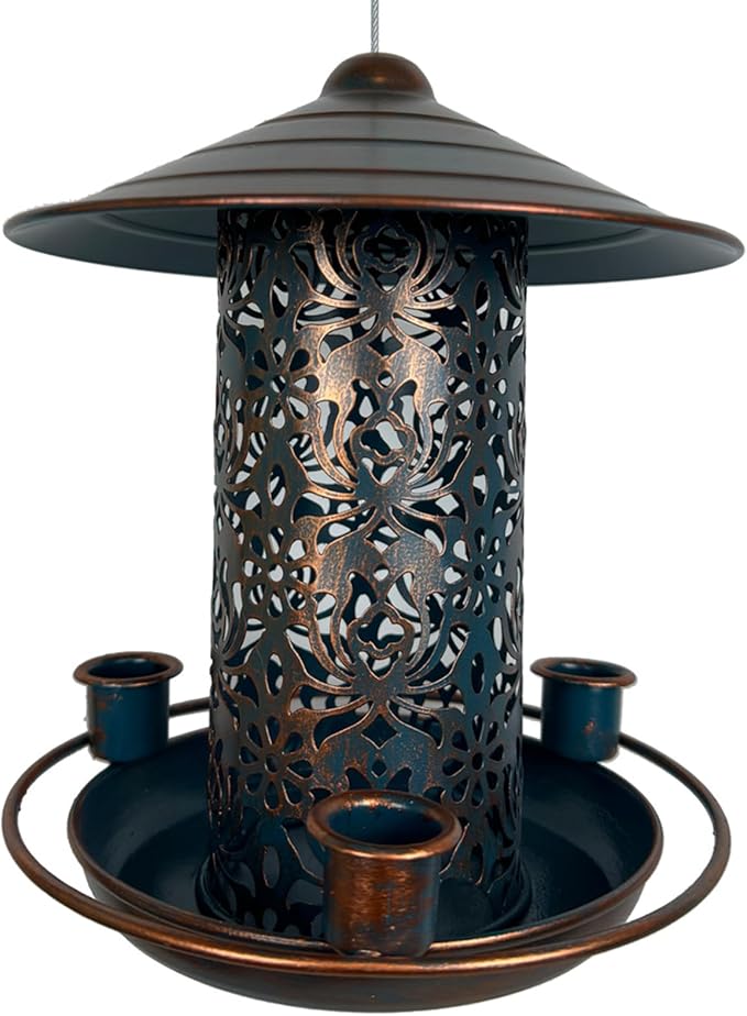 Bird Water Feeder Garden Decorations Multiple Feeders Easy Filling Metal Hanging Food Station Food Trays for Outside