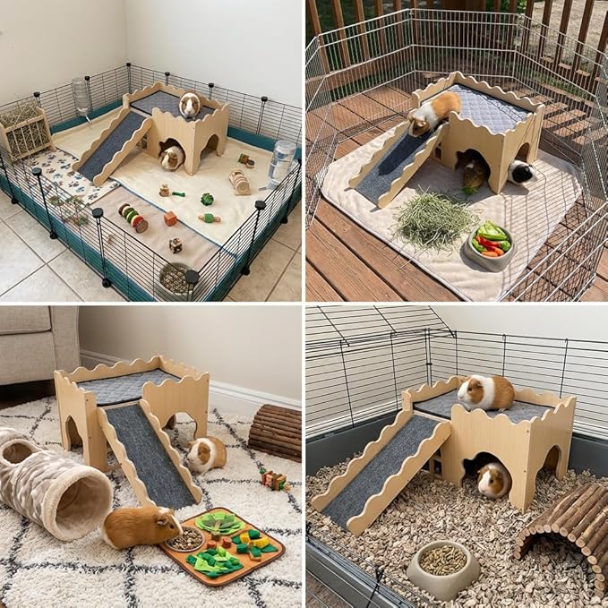 Guinea Pig Hideout Cave House - Natural Rock-Style Small Animal Hideaway for Guinea Pigs & Rabbits, Extra Large Indoor Habitat with Waterproof Liner Included, Chew Proof(Classic Style)