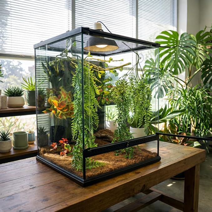 Reptile Plants for Terrarium Tank – Bearded Dragon Tank Accessories, Artificial Hanging Plant Vines, Habitat Decor & Hide for Crested Gecko, Lizard, Snake, Chameleon and Ball Pythons(Group B)