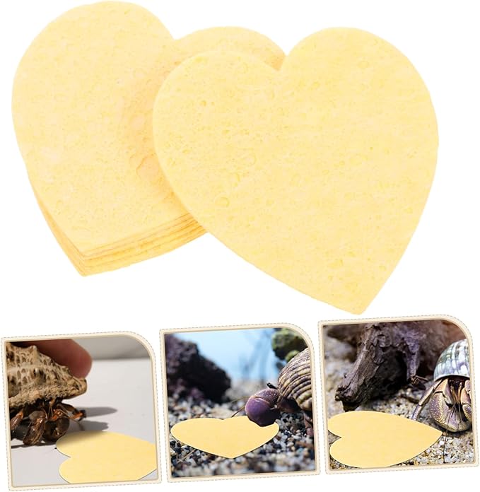UPKOCH 10pcs Crab Sponges: Heart Shape Sponges for Tank Water Dish - Reptile Terrarium Supplies Humidity Maintaining Accessory