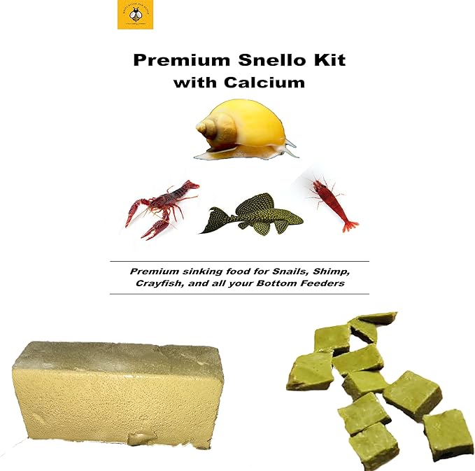 Premium Snail Food Kit with Calcium - Heat Sealed for Freshness Snail,Shrimp & Crayfish Food (4 oz) w/Snello Flavor