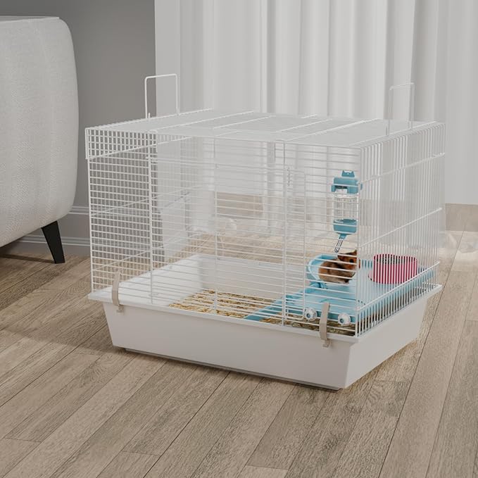 STILLCOVE Small Hamster Cage Indoor: 2 Tier Rat Mouse House Gerbil Habitat Pet Enclosure with Water Bottle & Food Bowl - Small Animal Cage for Dwarf Syrian Mice Rodent