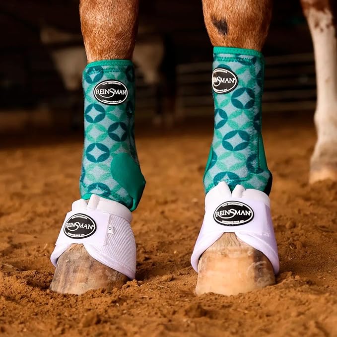 Reinsman Apex Bell Horse Boots - 2-Pack | Shock-Absorbing Stain-Resistant Durable Front Hoof Protection Wraps | No-Turn Design, Hook-and-Loop Closure