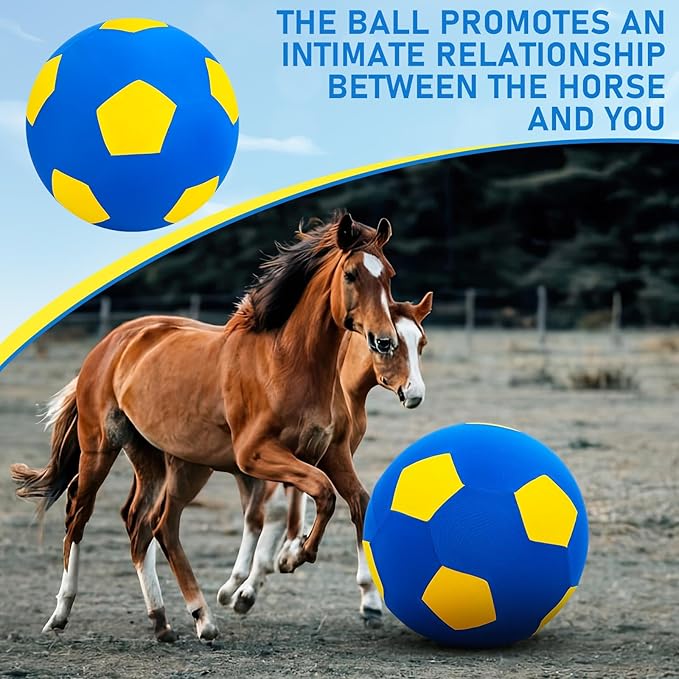 30 Inch Giant Herding Ball with Cover Anti Burst Ball Please Watch VCR for How to Inflation Horse Toys for Horses Stall Entertainment Play, Pump Included (Yellow Blue, Classic)