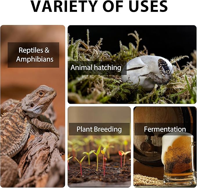 Reptile Heat Mat Thermostat for Reptiles Heating Pad,Thermostat, Digital Thermostat Connectable Heating Device, Waterproof Heating Pad Thermostat for Reptiles, Turtles, Lizards, Frogs, Snakes, Plants