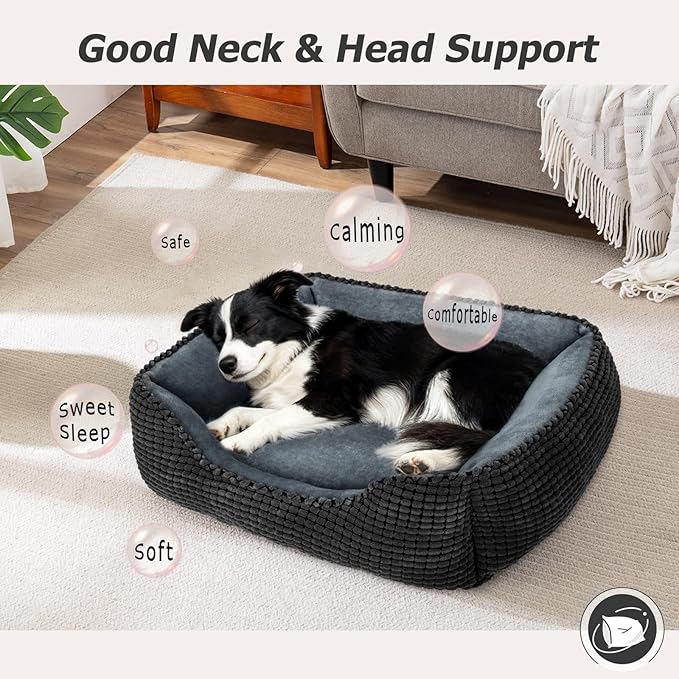 MIXJOY Dog Beds for Medium Dogs Washable, Rectangle Pet Bed Medium Size Dog, Orthopedic Sleeping Pet Sofa Bed, Soft Calming Cat Beds for Indoor Cats, Anti-Slip Bottom with Multiple Size