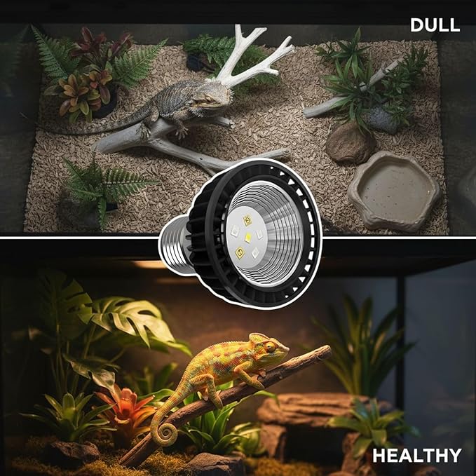 Uvb 5.0 Reptile Lamp, 3W Uva Uvb Bulb, Full Spectrum for Vitamin D3 Synthesis, Aluminum Shell, E27 Base, Energy Efficient, 2.8 X 2.4 X 2.4 in