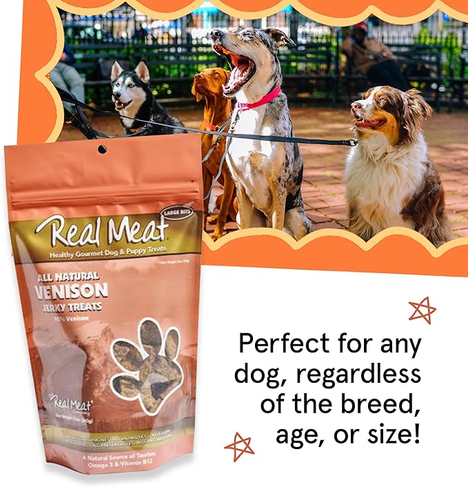 TRMC Real Meat Dog Treats - Three 12oz Bag of Bite-Sized Air-Dried Venison Jerky for Dogs - Grain-Free Jerky Dog Treats Made up of 95% Free-Range, Grass Fed Venison - All-Natural Dog Treats