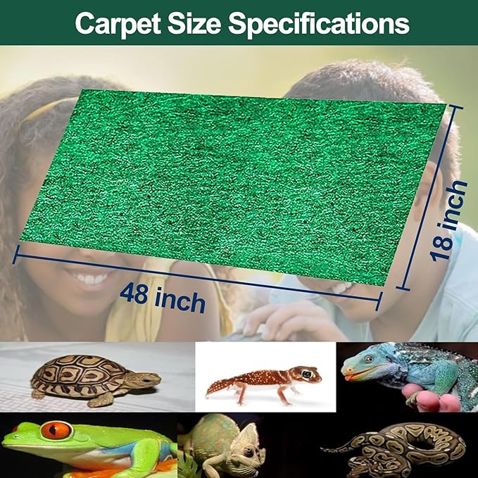Reptile Carpet Terrarium Liner Bedding Substrate Sand Mat for Cage Lizard Bearded Dragon Gecko Snake Tortoise 48" x 18" (Green)