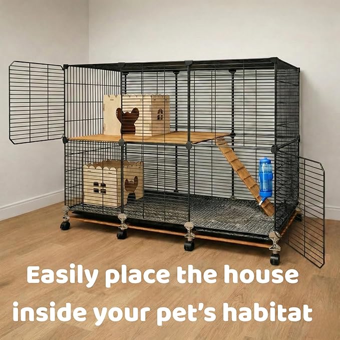 OtterPets Chinchilla House, Fleece Mat Included, Made from Safe and Natural Materials, Chinchilla Cage Accessories, Chinchilla Hideout