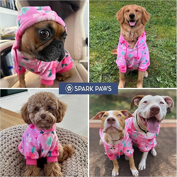 Spark Paws Dog Hoodie – Premium Dog Sweater for Small, Medium, and Large Dogs | Warm Outfits for French Bulldogs, Pitbull, Puppy, Winter Jacket Alternative - Blossom - 4XL