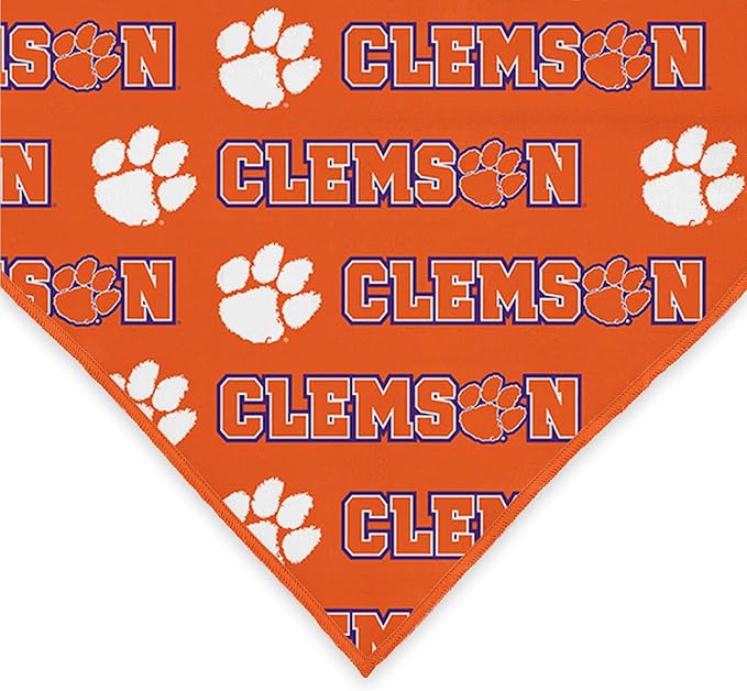 Clemson Tigers Officially Licensed Bandana for Dogs and Cats | Fits Pets Great Gift Idea | Easy-to-Tie (Small, 13")