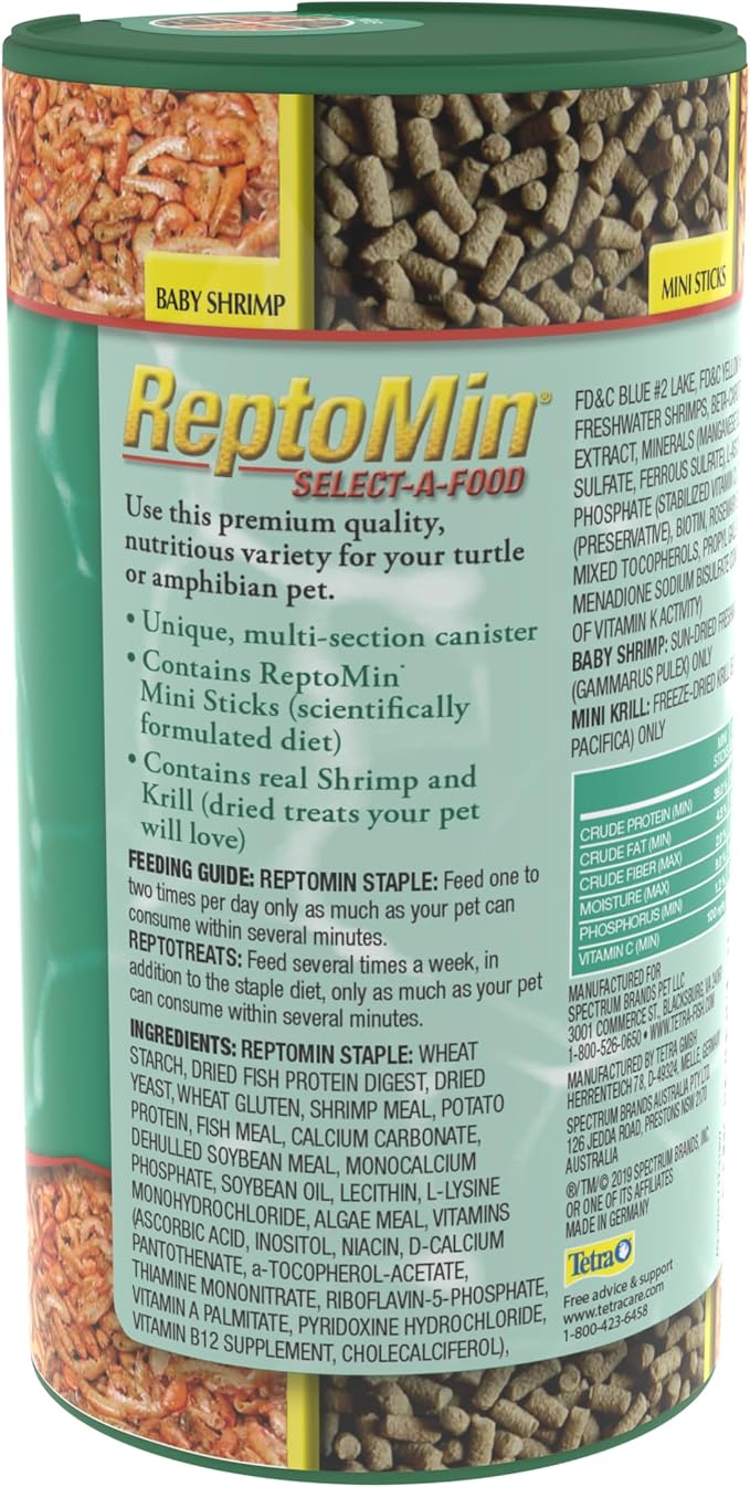 Tetra ReptoMin Select-A-Food 1.55 Ounces, for Aquatic Turtles, Newts and Frogs, Variety Pack, (Pack of 2)
