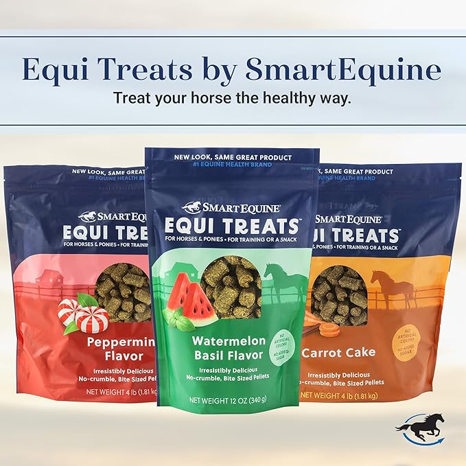 Uckele SmartEquine Equi Treats | Made with Timothy Grass & Sunflower Meal | High-Fiber Horse Treats | Low ESC & Starch | Bite-Sized | No Added Sugar | Cookies for Horses | 4 LB (4 LB, Peppermint).