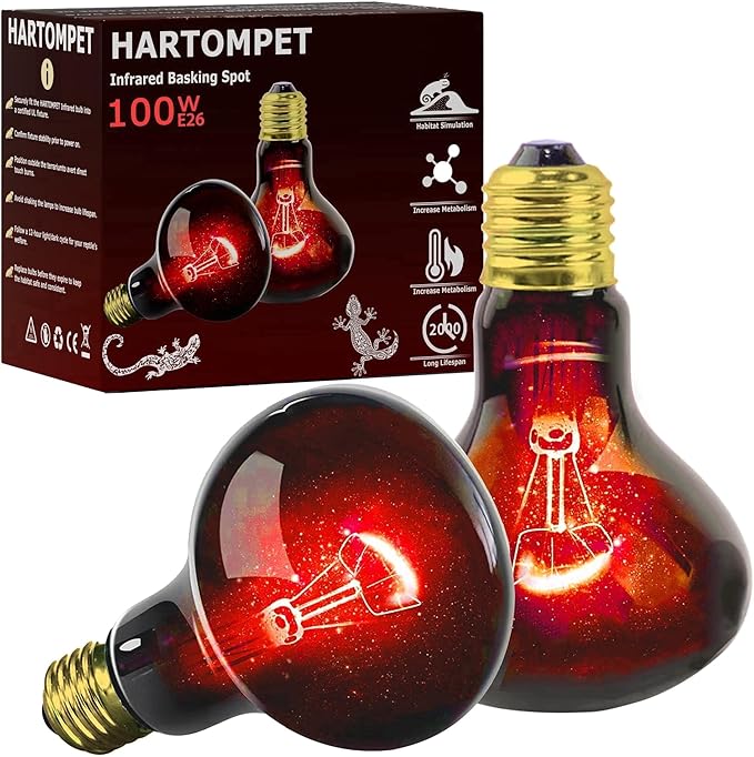 HARTOMPET Infrared Heat Lamp Bulbs 100W E26, 3.15"