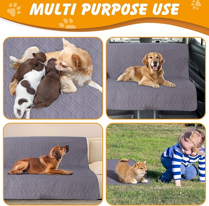 60x48 in Washable Pee Pads for Dogs, 2 Pack Reusable Puppy Pads, Waterproof Non-Slip Pet Pee Pads, 4 Layer Design Pet Training Pads for Dogs, Cats, Bunny(Grey