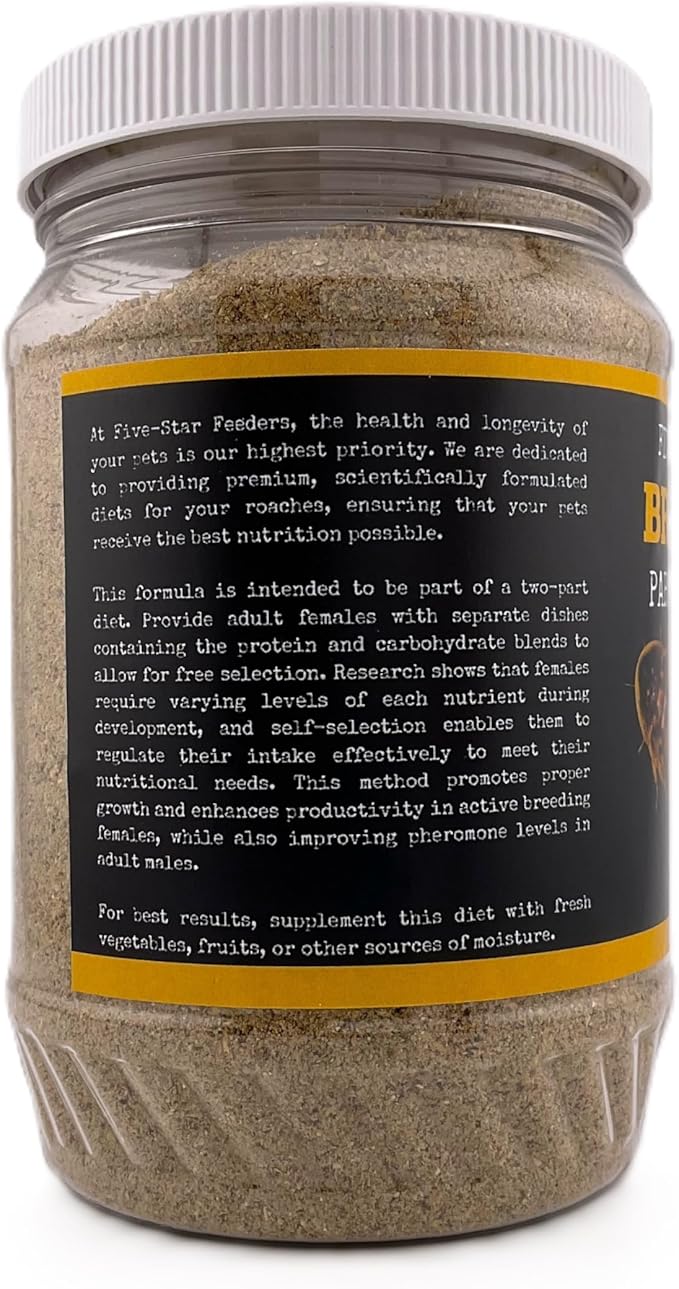 Roach Breeder Diet – Part 2: Protein Blend – Breeder-Optimized Formula for Dubia Roaches and Feeder Insects – 10 oz Plastic Jar