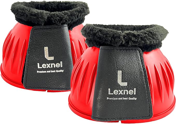 Rubber Bell Boots, Durable Bell Boots for Horse – Superior Hoof Protection and Comfort 1 Pair (Red, X-Large)