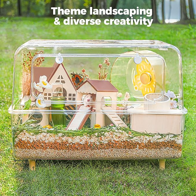 Mini&moe Hamster Hideout - Multi-Chamber Hamster Houses Maze with Platform Rat Hideout and Tunnel Explore Toys for Dwarf Gerbils Chinchilla Mice