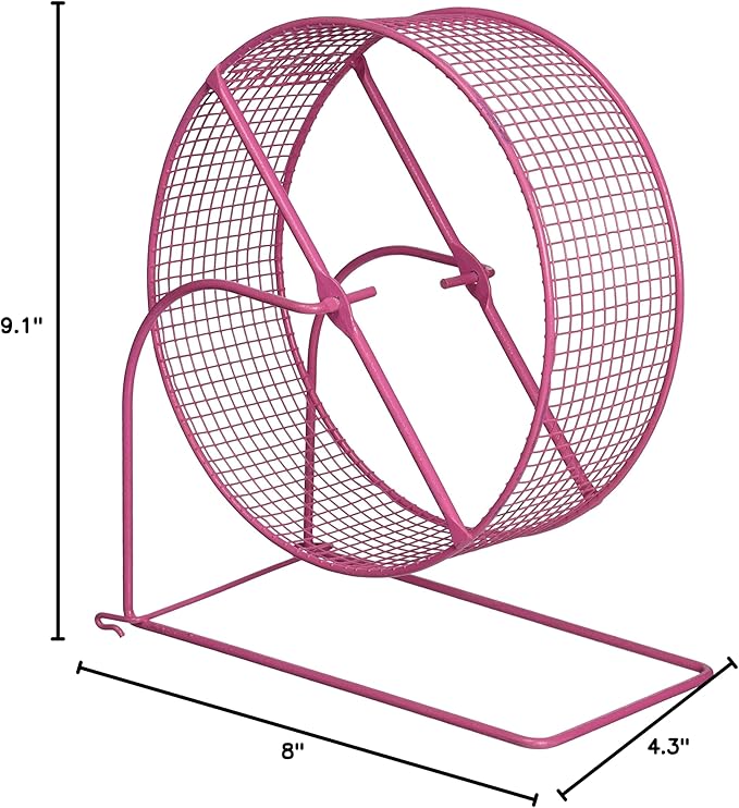 Prevue Pet Products Wire Mesh Hamster Wheel - Exercise Wheel for Pet Hamster, Gerbil, and Mouse, Silent Spinning, Accessories for Small Animals, 8 Inch - Colors Vary