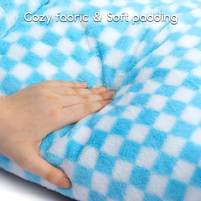 Hollypet Fluffy Dog Cat Bed Pet Couch Beds Plush Soft Warming Washable Puppy Bed for Small Medium Dogs and Large Cats, Blue and White, 24" L x 18" W x 10" Th