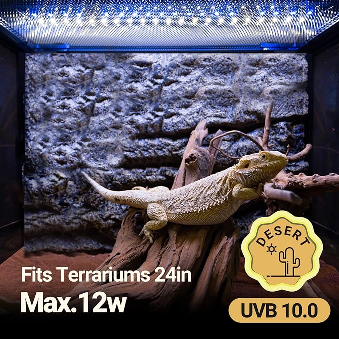 WACOOL TERRA Dimming LED UVB Reptile Light, 24“ LED Reptile Light Bar with Tropical & Desert Modes Switchable and 3 Light Modes, UVB10.0