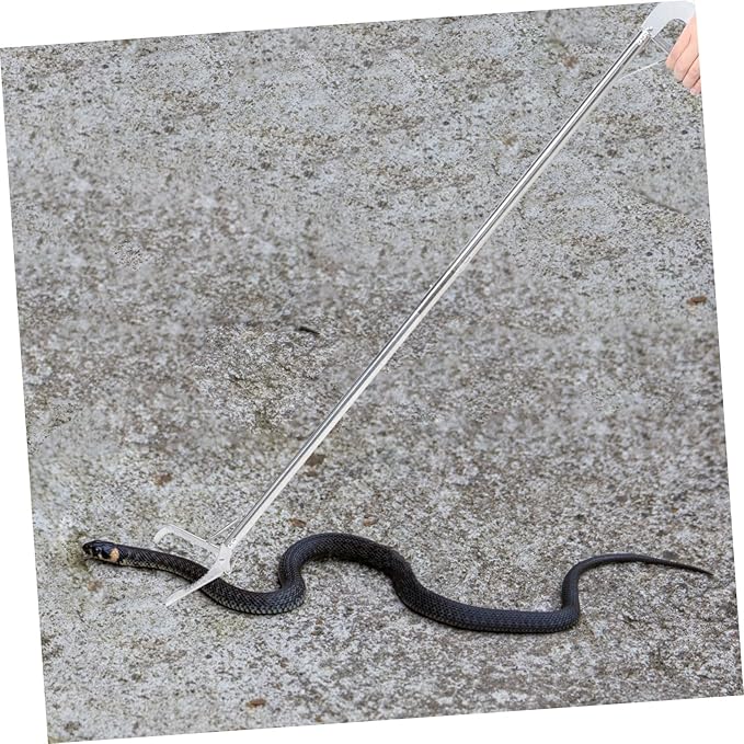 Totority Folding Stainless Steel Snake Catcher Grabber Tool Locking Mechanism for Safe Handling of Snakes and Reptiles Lightweight Portable Design for Gardens and Zoos
