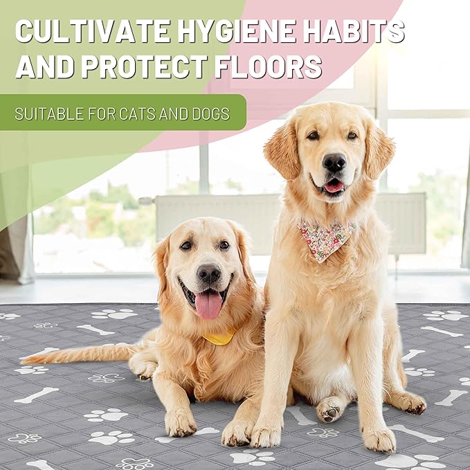 PatiencET Washable Pee Pad for Dogs, 72" x 72" Extra Large, Reusable Non-Slip Waterproof Playpen & Whelping Pad, Super Absorbent Floor Protector for Large Dogs & Multi-Pet Homes