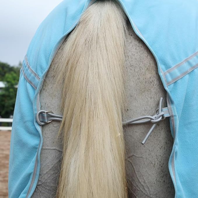 LEAFOREST Horse Fleece Blanket Polar Fleece Cooler Liner Soft Exercise Blankets for Horses Moisture Wicking Sheet in The Barn, Stable, Stall, Pasture, Paddock Blue 81 inches