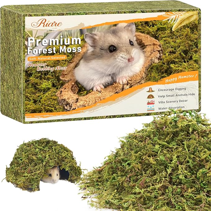 Riare 25QT Natural Sphagnum Moss for Reptiles -Soft Forest Reptiles Moss Bedding Nesting for Hamsters, Terrarium, Mices, Snakes, Turtle, Frog, Gecko Leopard (1.3LB)