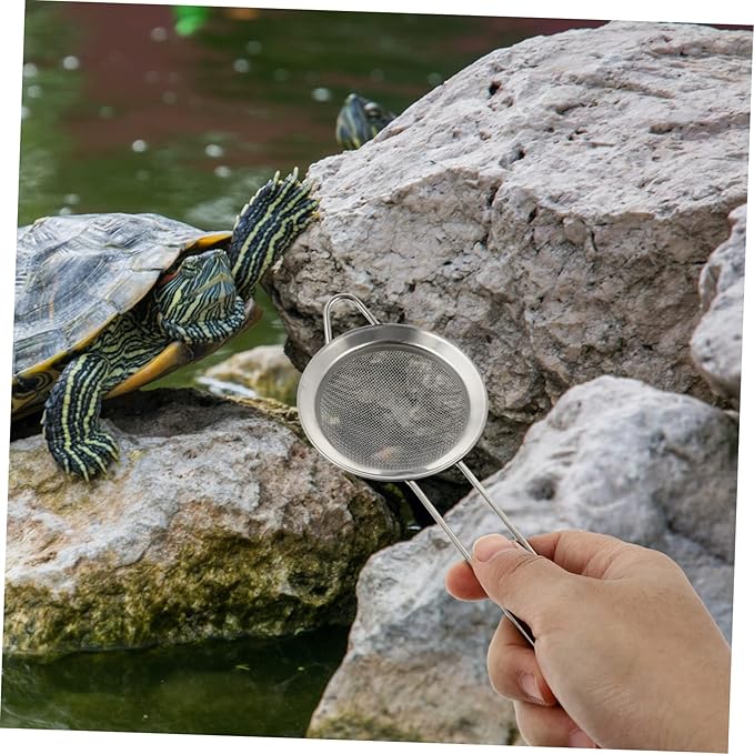 Sosoport 2pcs Metal Reptile Sand Scoop Fine Mesh Litter Cleaner for Easy Excrement Removal Terrariums and Aquariums for Tortoise and Reptile Care