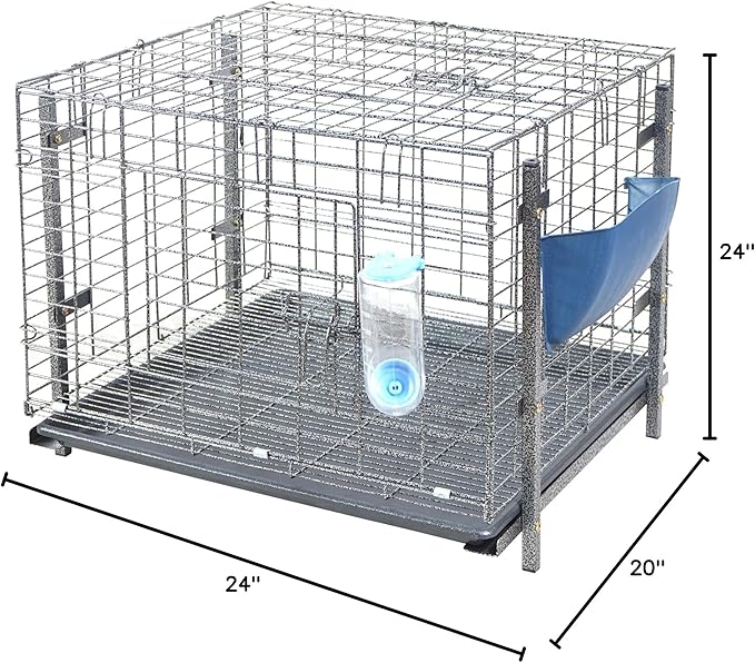Stackable Rabbit Cage with Feeder and Water Bottle, 24 x 24 x 16 inches, Guinea Pig Ferret Bunny Hutch (1)