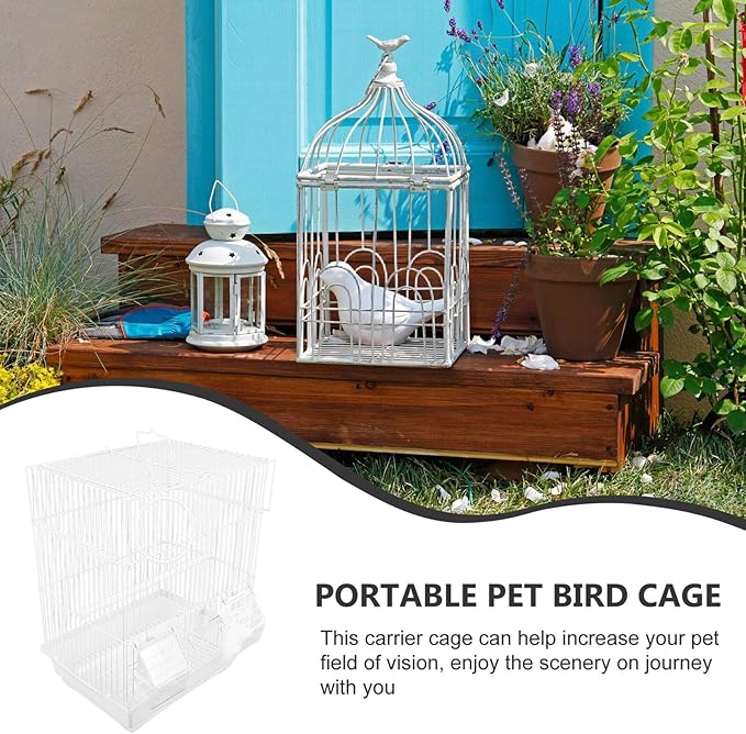 VANZACK Portable Metal Bird Carrier Cage for Parrots Cockatiels Conures Spacious Secure Travel Cage with Lockable Door for Outings and Home Use