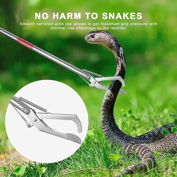 60" Snake Grabber Tool,Collapsible Snake Catcher Grabber,Snake Tongs,Snake Handling Tools,Snake Grabbers for Rattlesnakes,Multi-Functional Hook, Tongs, Pole