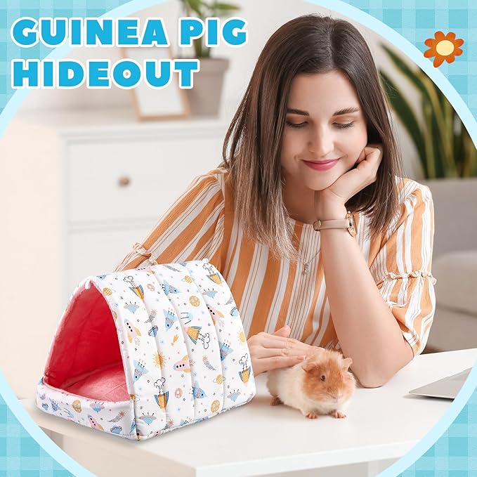 Cinnvoice 8 Pcs Guinea Pig Hideout, Guinea Pig Bed Washable Small Animal Cage Accessories for Bunny Hedgehog Mouse Chinchillas Hamsters Ferrets Rats(9.8 in)