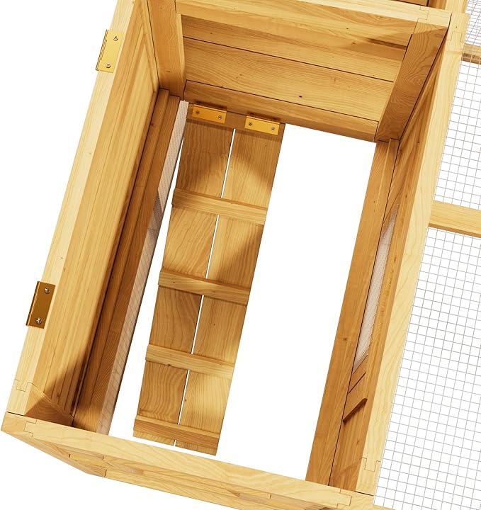 Wooden Chicken Coop for 2-4 Chickens Indoor Outdoor,Large Bunny Rabbit Hutch Poultry Pet Run Cage with Ventilation Door,Weatherproof Asphalt Roof for Garden Backyard(Wood)