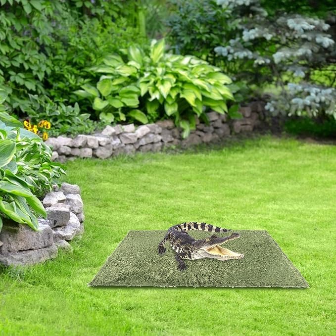 Toyvian 2pcs Moss Reptile Carpet Mat Terrarium Liner Bedding for Turtles Lizards Bearded Dragons Geckos Non-Adhesive Moisture Retentive Artificial Lawn for Pets Habitat