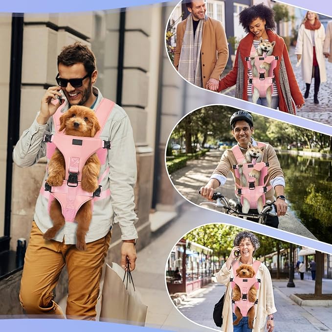 YUDODO Front Pet Carrier Backpack for Small Dogs and Cats, Secure and Breathable Mesh, Ergonomic Support, Adjustable for Walking, Hiking, or Travel (Pink M)
