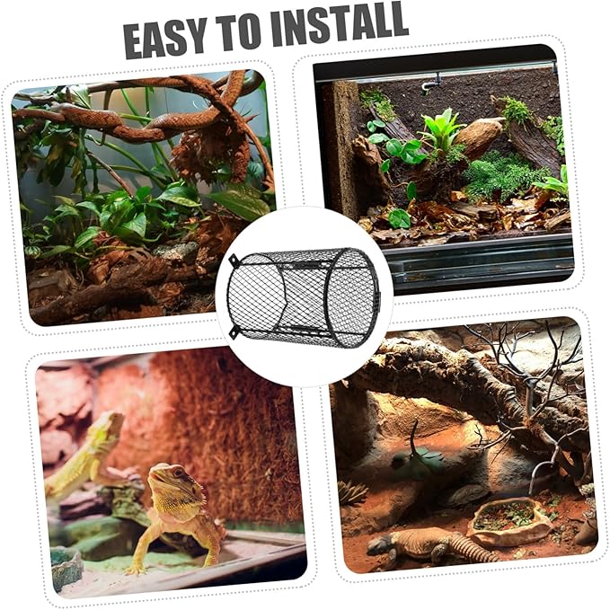 VOSAREA Reptile Heating Lampshade Cover Mesh Protector for Pet Reptiles Quick Installation for Various Cages Easy Lizards