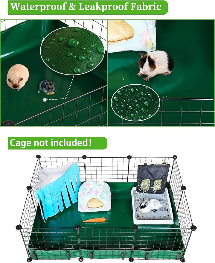 Guinea Pig Cage Liner, for 28"x42" Area Waterproof/Leakproof Base for Guinea Pig Cages. Reusable Bottom for Rabbits Hamsters Hedgehogs and Other Small Animals. Green