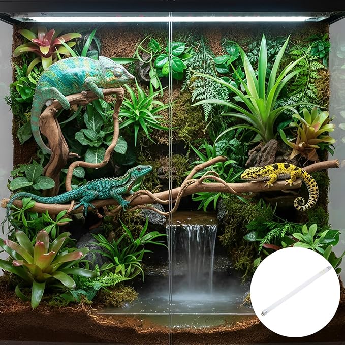 Reptile Light Kit, 2 T5 8W Uvb 5.0 Bulbs, 5% Uvb + 30% Uva, 11.9 in. Reptile Lamp, Fluorescent, Basking, for Bearded Dragons and Rainforest Species