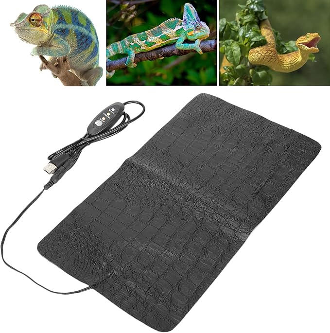Reptile Heating Pad, Reptile Heating Pad Warmer USB Reptile Anti ‑ Scratch Heating Pad Heat Mat for Reptiles Tortoise Lizard (Large)