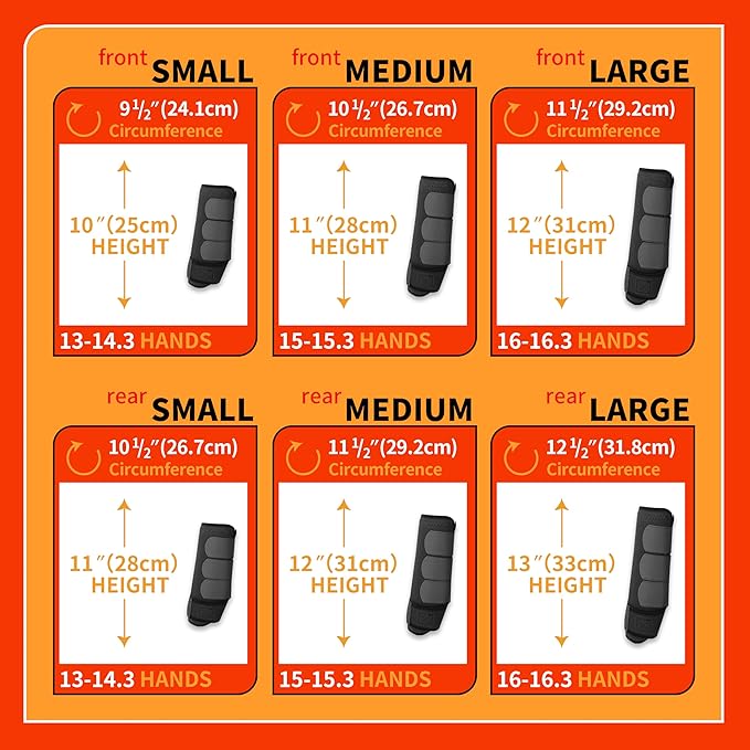 Medicine Horse Boots Splint Boots for Horses Protective Lower Limb Brushing Boots Front Hind Leg Protection Gear Set of 4 (Black, Small)