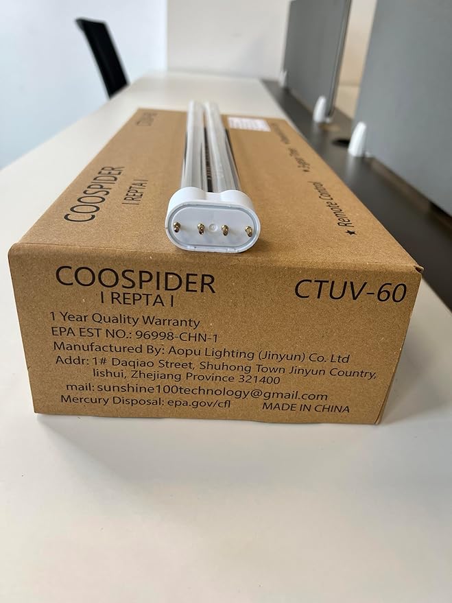 coospider-repta 38 Watts Ozone U-V Light Bulb, 185nm Wavelength UV Lamp for Home/School/Office and Other Large Spaces with Ozone, Replacement Bulb for 38W U-V Sanitizer Light