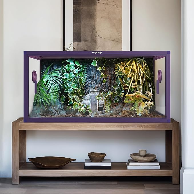Phailozoo 50 Gallon Bearded Dragon Tank, Reptile Enclosure for Easy Maintenance, Front Opening Reptile Tank with Top Screen Ventilation & Glass Sliding Door 36''x18''x18''