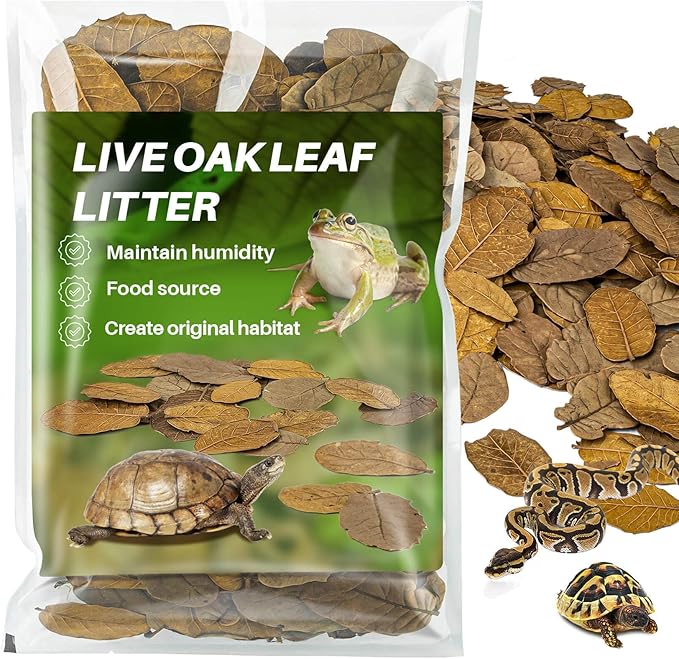 MAQIHAN 11.3 OZ Dry Oak Leaf Litter - Leaf Litter for Reptiles Oak Leaves for Isopods Live Substrate for Snakes, Frogs, Isopods, Terrarium Bedding