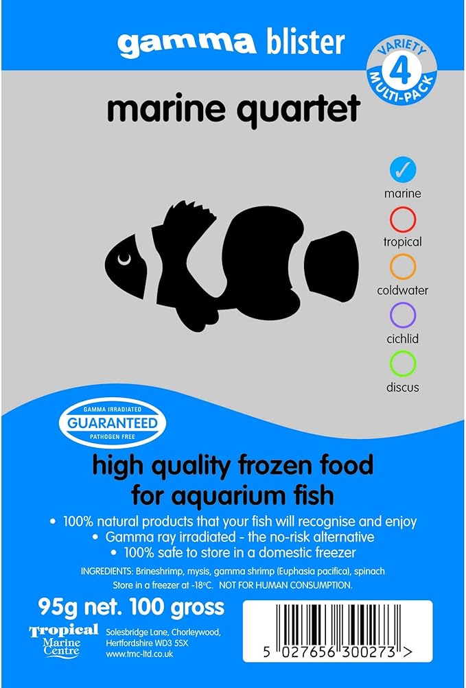 Tropical Marine Centre Gamma Frozen Food Marine Quintet Blister Pack Fish Food, 570 Grams, Pack of 6