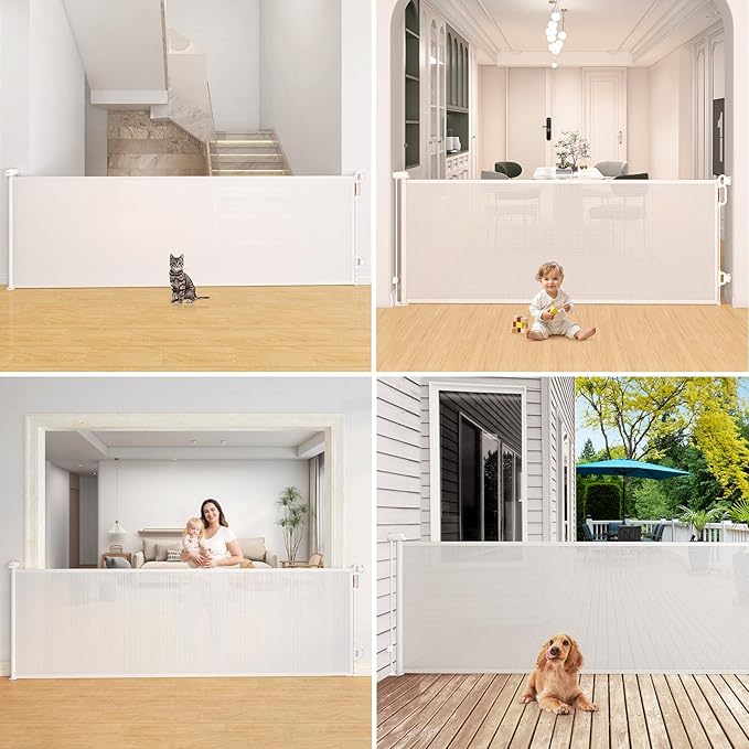 Momcozy Baby Gate 41'' Tall 118'' Wide 【 Extra Wide 】 for Large Opening Retractable Baby Gates for Child and Large Pets Safety Dog Gate for Stairs, Doorways, Hallways, Indoor, Outdoor