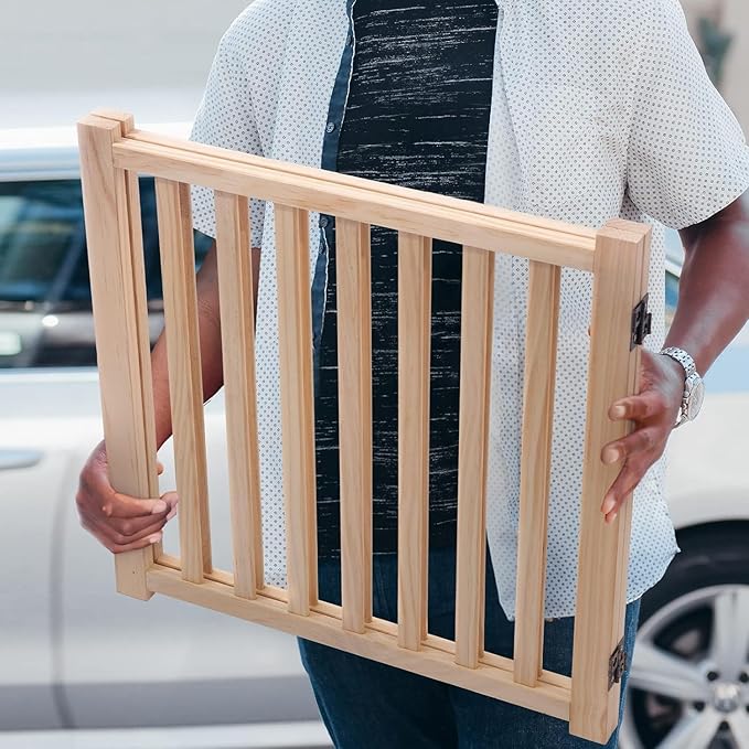 YOCAN Paint-Free Wooden Freestanding Dog Gates for The House,Doorways, Stairs,Wood Dog Fences Indoor Pet Gate,Step Over Fence-2 Panel H:23"(2PC)